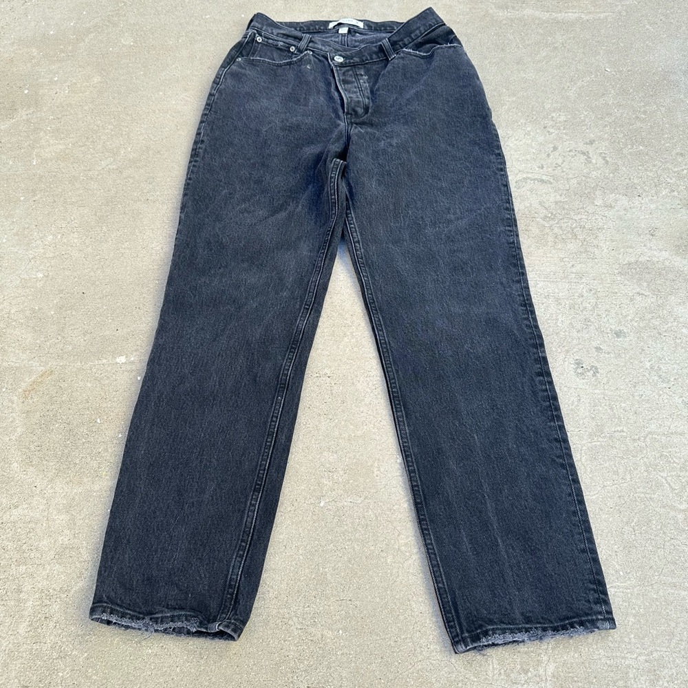 Abercrombie & Fitch The Dad High Rise Curve Love Washed Black Wmns Jeans ~28